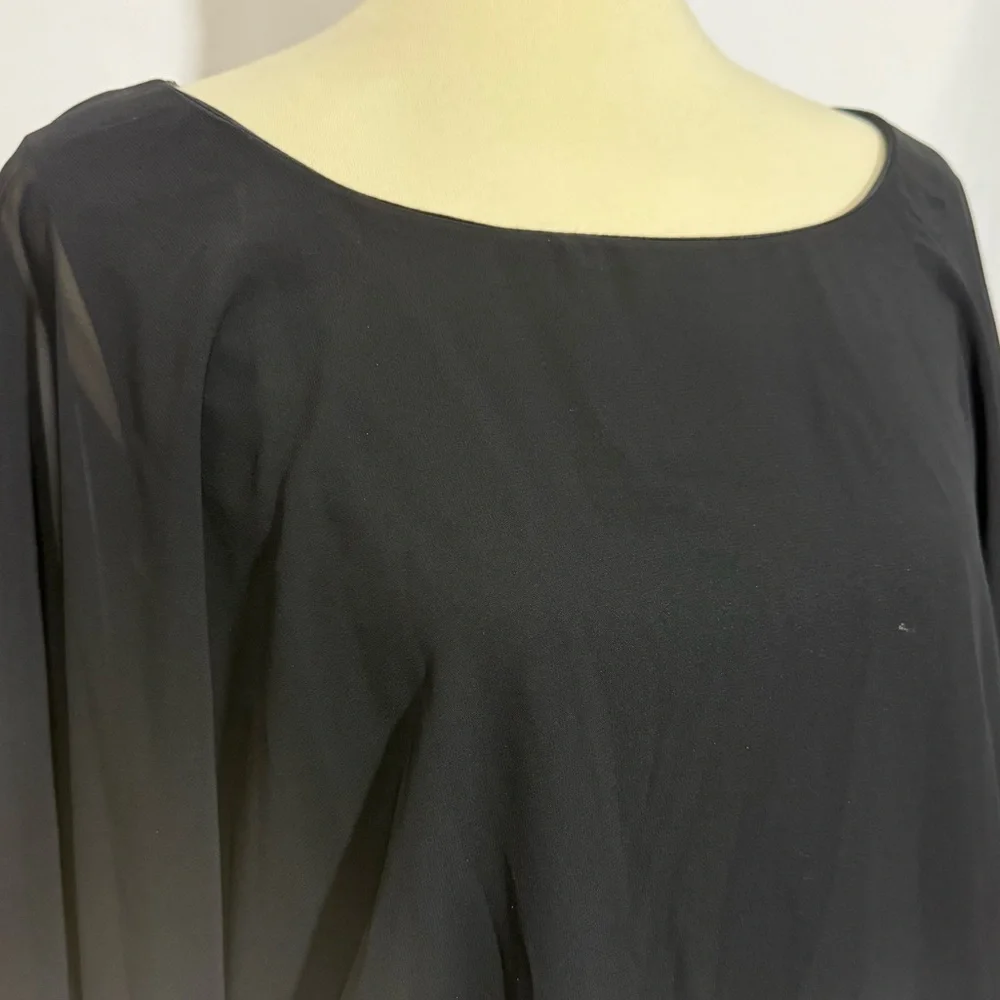 MSK Women’s Size 1X Black Chiffon Blouse with Embellished Hem - Picture 6 of 13